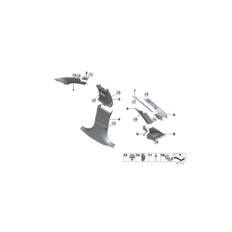 Genuine BMW 51437345788 Trim Cover, C-Pillar, Upper Right EVERESTGRAU (Inc. 440iX, 435dX & 430iX) | ML Performance US