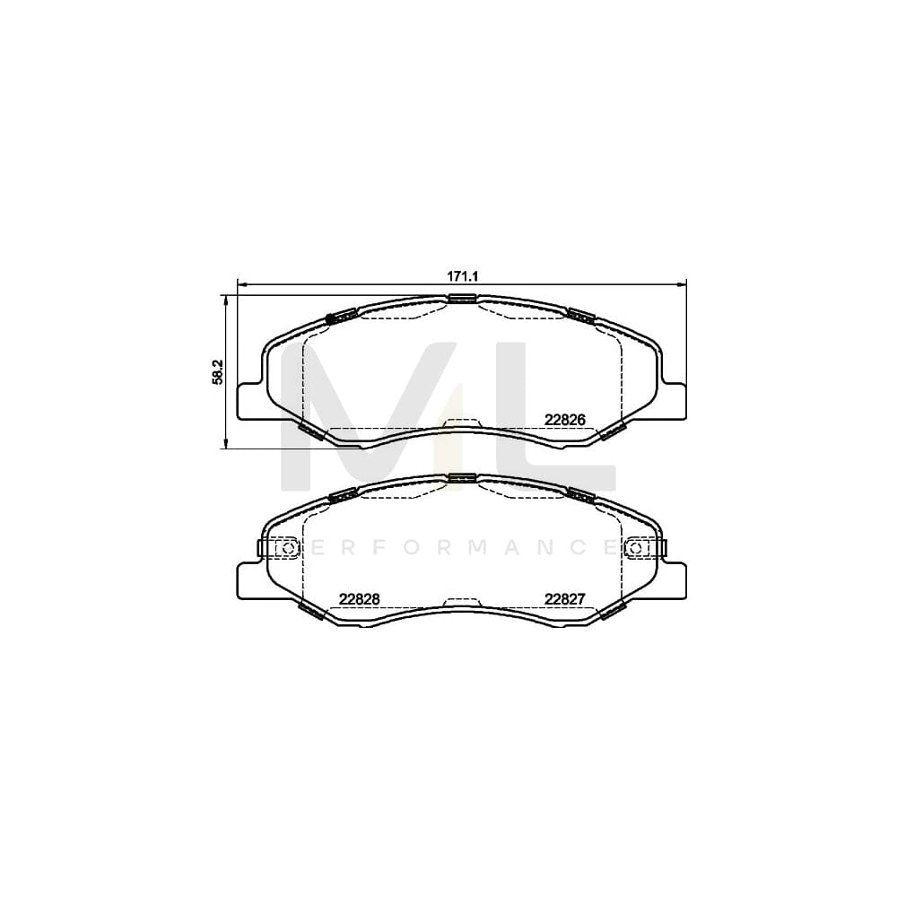 Hella 8DB 355 039-181 Brake Pad Set For Honda Odyssey (Rl6) With Acoustic Wear Warning, With Accessories
