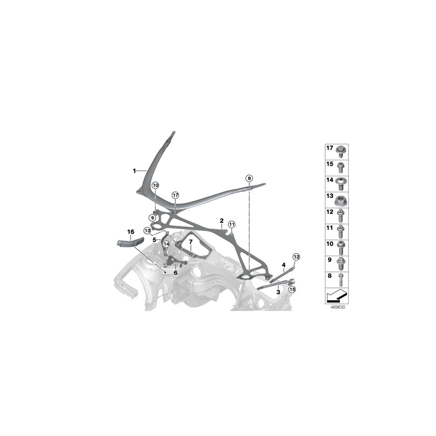Genuine BMW 31122358256 F83 Extension, Strut Tower Brace, Right (Inc. M4) | ML Performance US Car Parts
