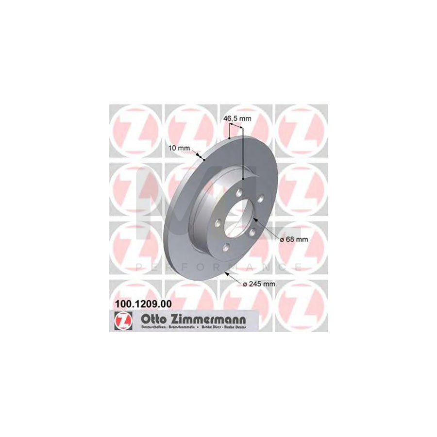 ZIMMERMANN 100.1209.00 Brake Disc Solid - 1 piece