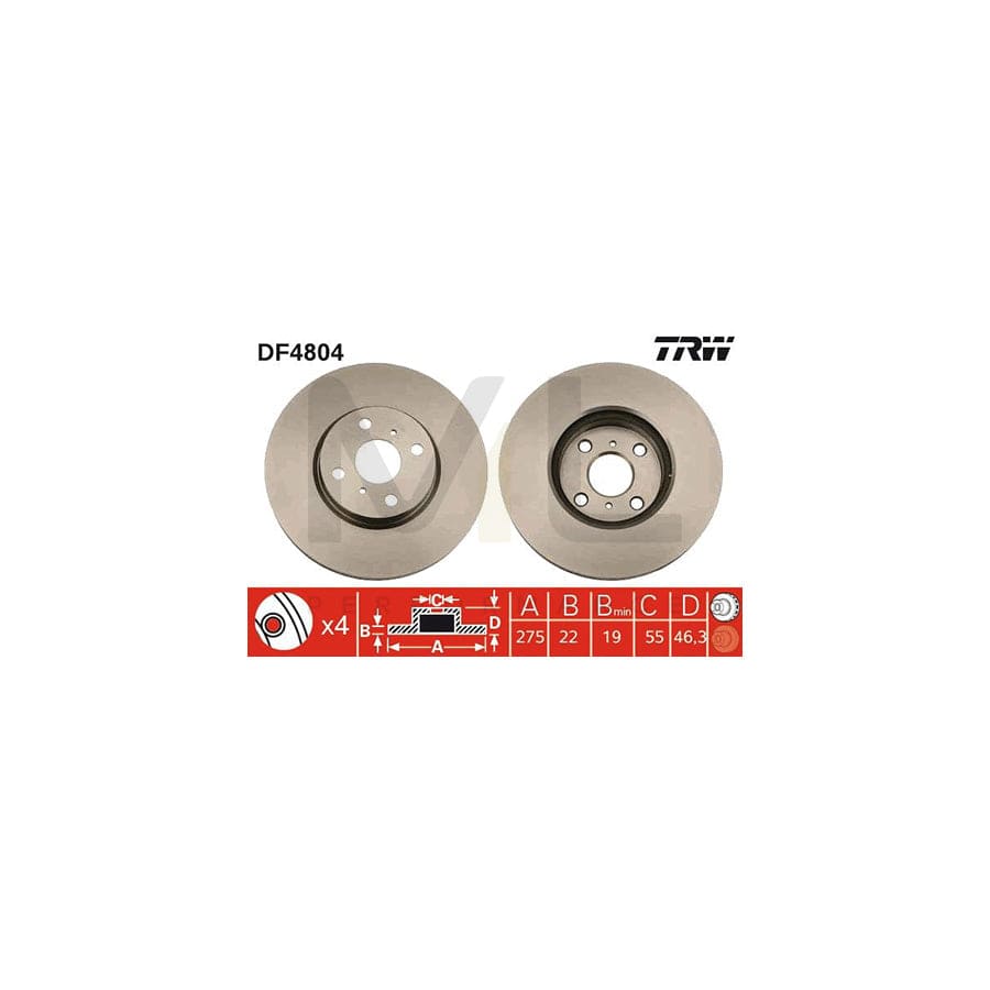 TRW DF4804 Brake Disc Vented, Painted | ML Performance Car Parts