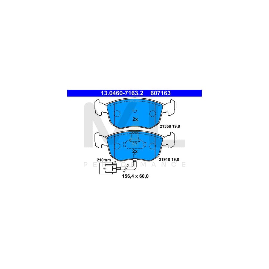 ATE 13.0460-7163.2 Brake pad set for FORD MONDEO incl. wear warning contact