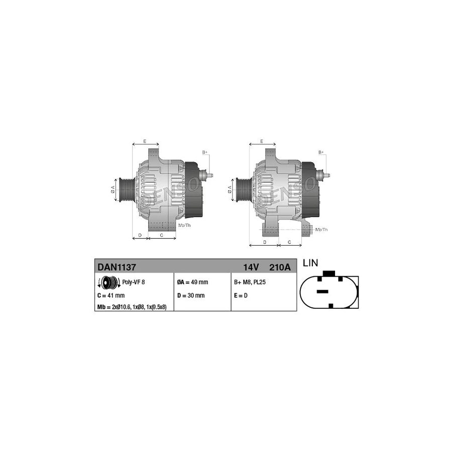 DENSO DAN1137 Alternator