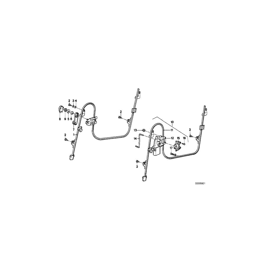 Genuine BMW 51351911385 E30 Electr.Window Lifter Rear Left (Inc. 325ix, 318i & 323i) | ML Performance US Car Parts