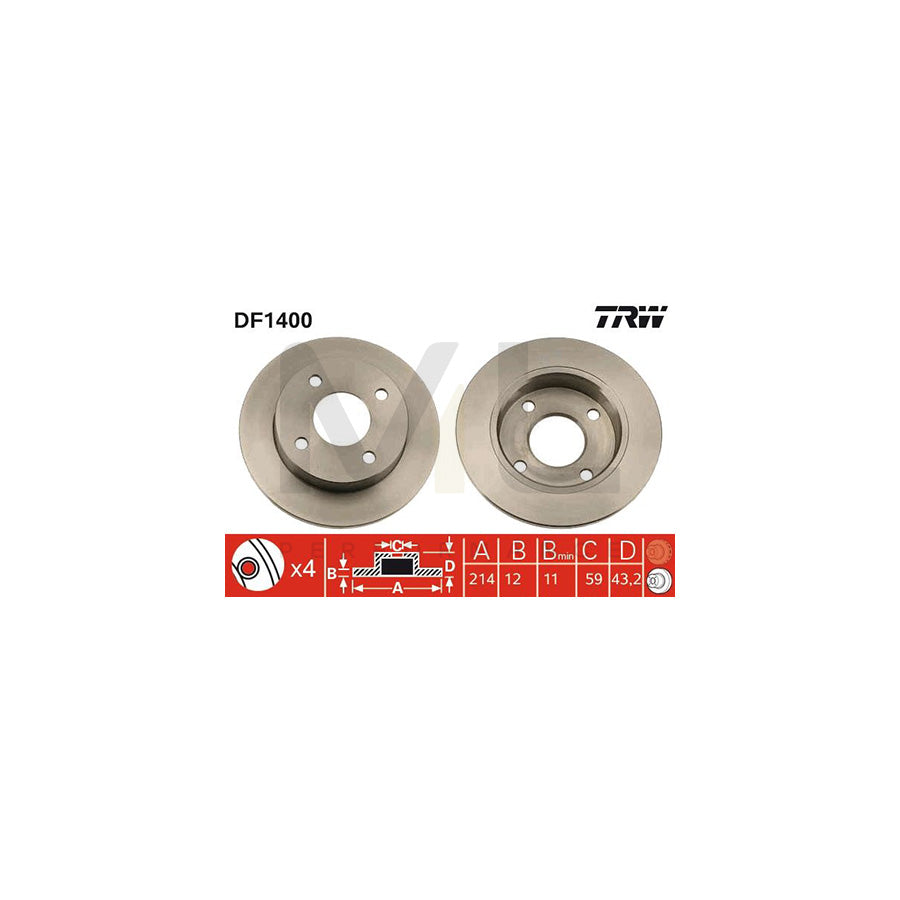 TRW DF1400 Brake Disc Solid | ML Performance Car Parts