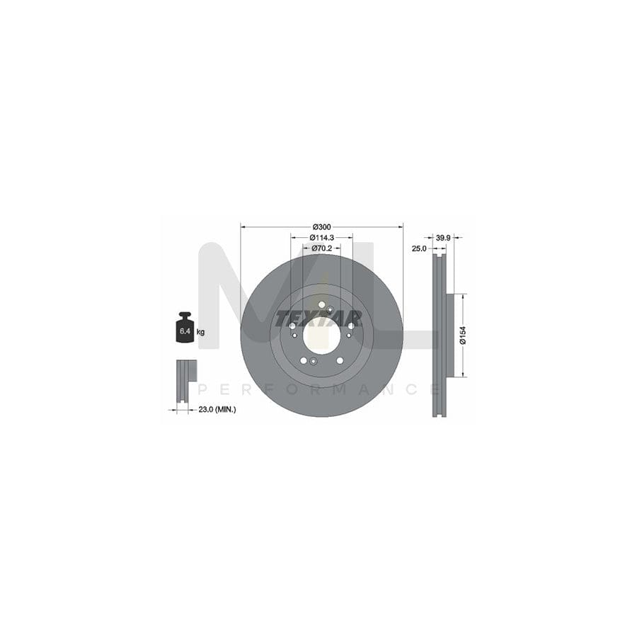TEXTAR PRO 92177803 Brake Disc for HONDA S2000 (AP) Internally Vented, Coated, without wheel hub, without wheel studs | ML Performance Car Parts