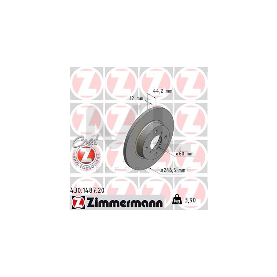 ZIMMERMANN COAT Z 430.1487.20 Brake Disc Solid, Coated - 1 piece