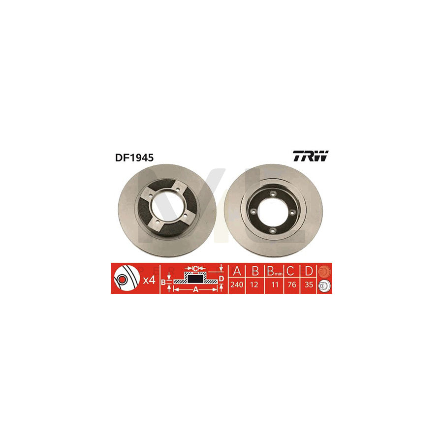 TRW DF1945 Brake Disc Solid | ML Performance Car Parts