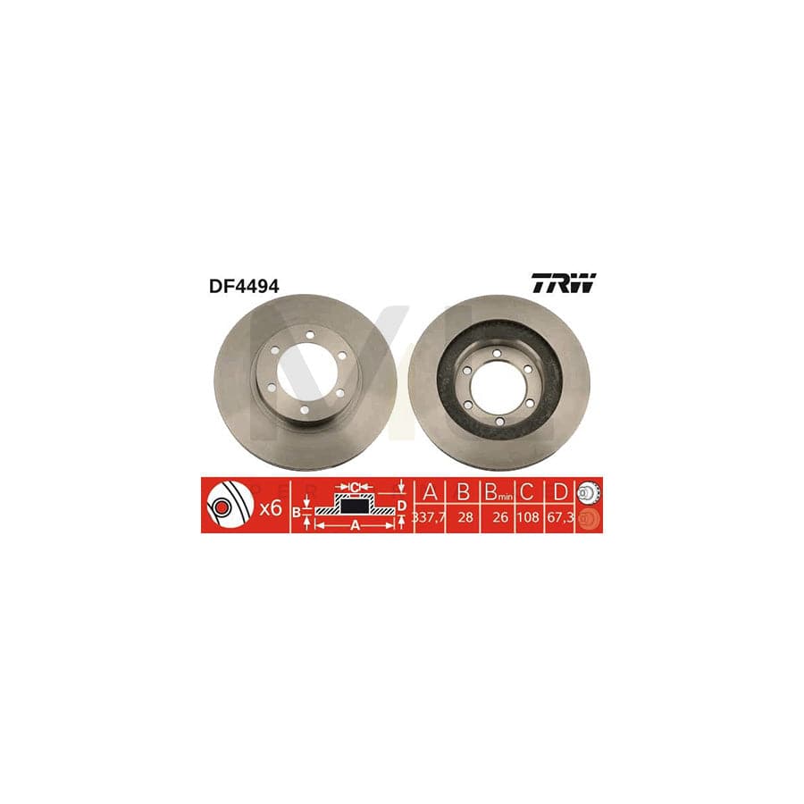 TRW DF4494 Brake Disc Vented, Painted | ML Performance Car Parts