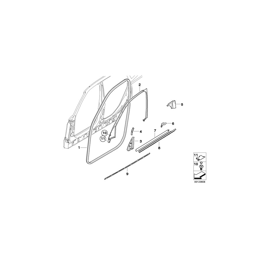 Genuine BMW 51333401636 E83 Sealing, B-Column, Top Right (Inc. X3) | ML Performance US Car Parts