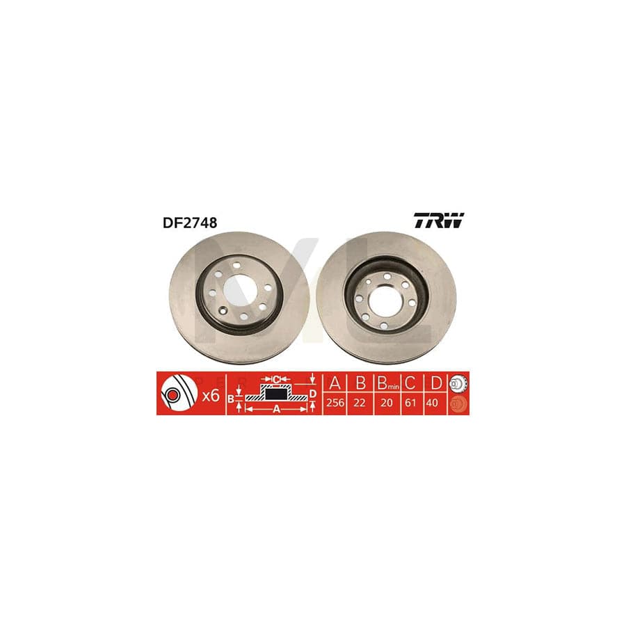 TRW DF2748 Brake Disc Vented, Painted, with bolts/screws | ML Performance Car Parts