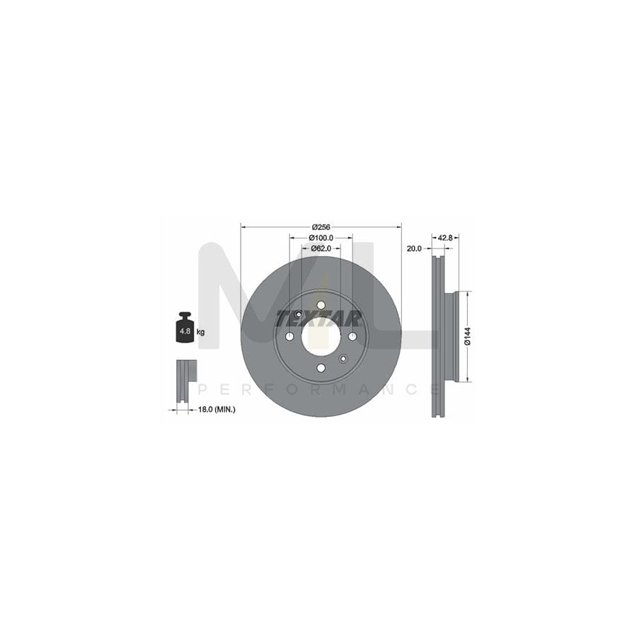 TEXTAR 92295403 Brake Disc for KIA Picanto III (JA) Internally Vented, Coated, without wheel hub, without wheel studs | ML Performance Car Parts