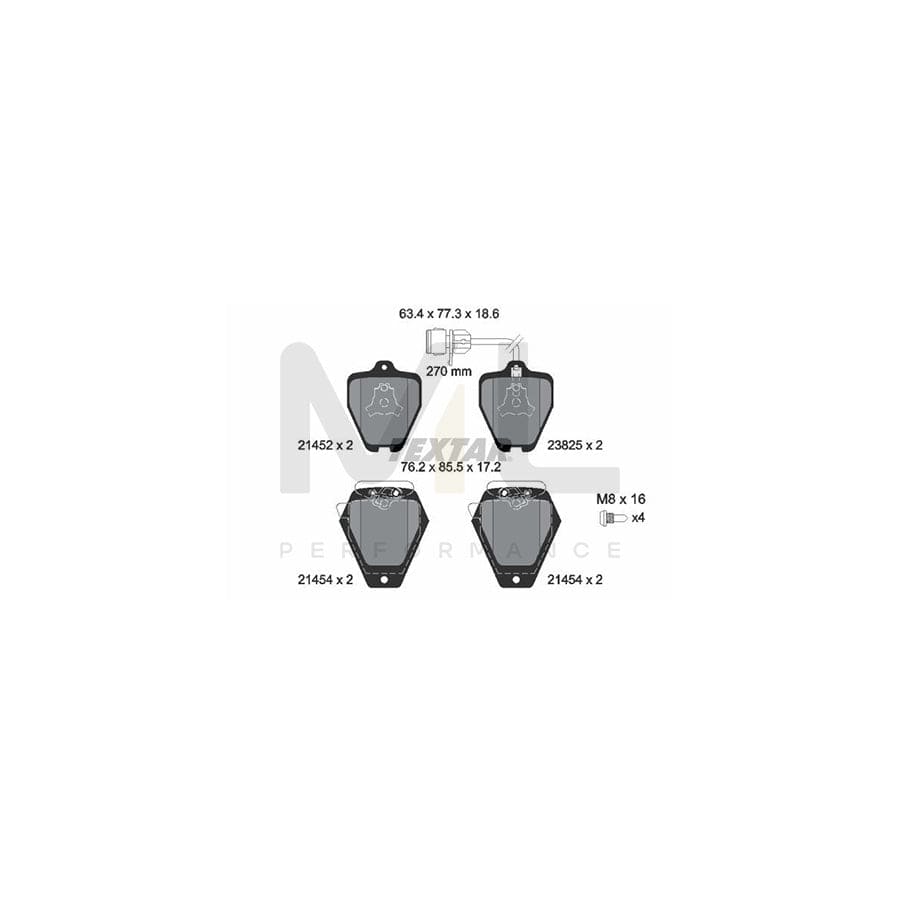 TEXTAR 2145201 Brake pad set with integrated wear warning contact, with brake caliper screws, with counterweights | ML Performance Car Parts