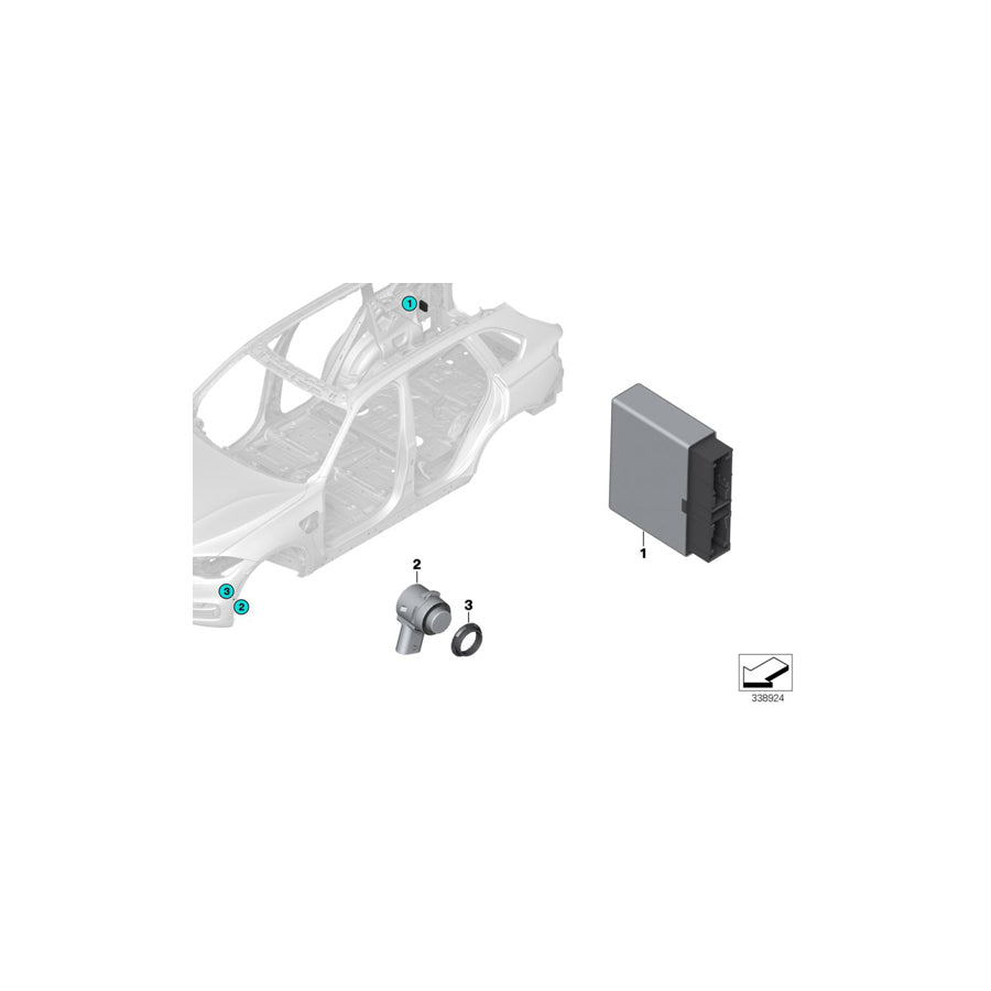 Genuine BMW 66208062277 F15 F25 Ultrasonic Sensor, Long Beach Blue WC16 (Inc. X3) | ML Performance US Car Parts