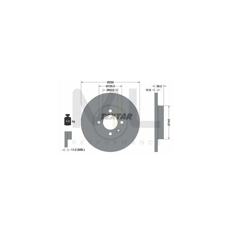 TEXTAR 92041700 Brake Disc Solid, without wheel hub, without wheel studs | ML Performance Car Parts