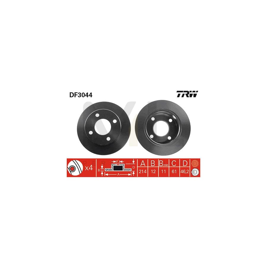 TRW DF3044 Brake Disc for NISSAN Micra I Hatchback (K10) Solid | ML Performance Car Parts