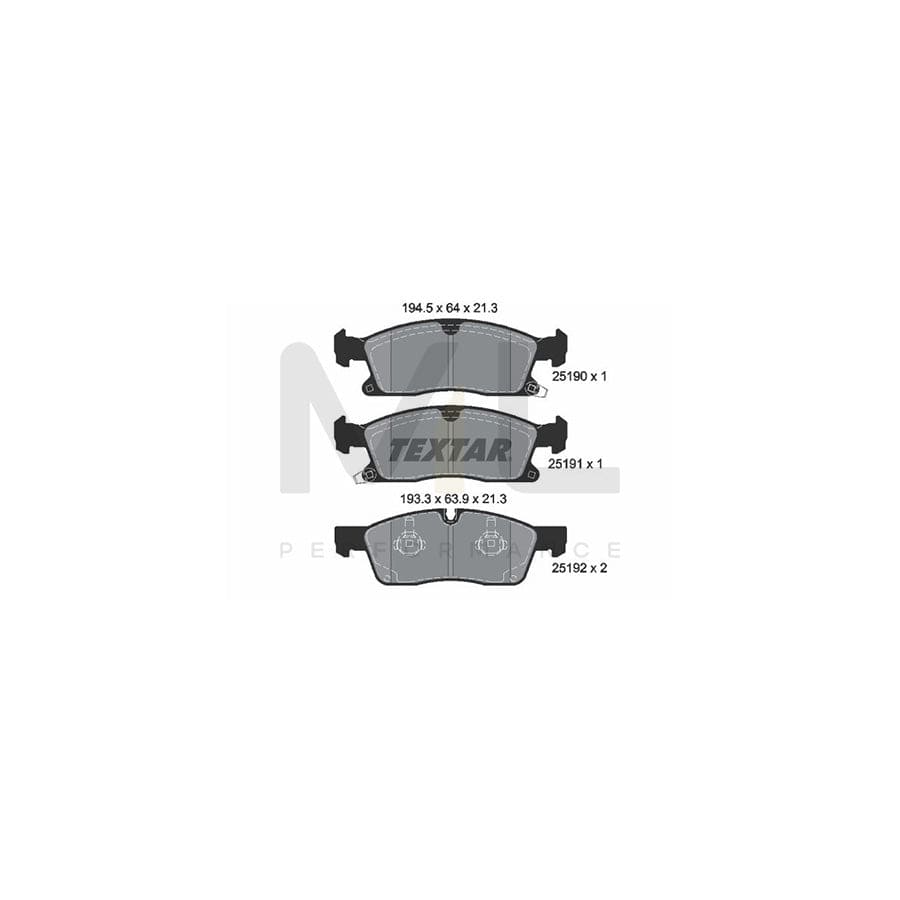 TEXTAR 2519001 Brake pad set for JEEP Grand Cherokee IV (WK, WK2) with acoustic wear warning | ML Performance Car Parts