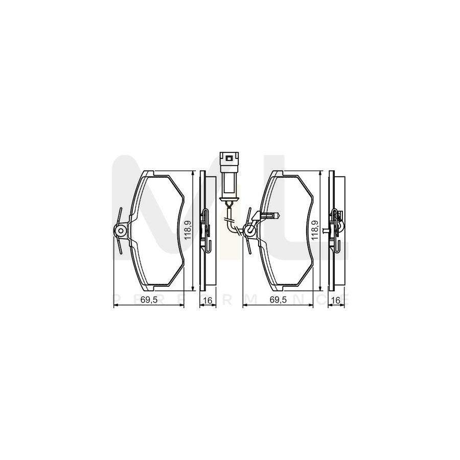 Bosch 0986495142 Brake Pad Set Incl. Wear Warning Contact, With Mounting Manual BP1460 | ML Performance Car Parts