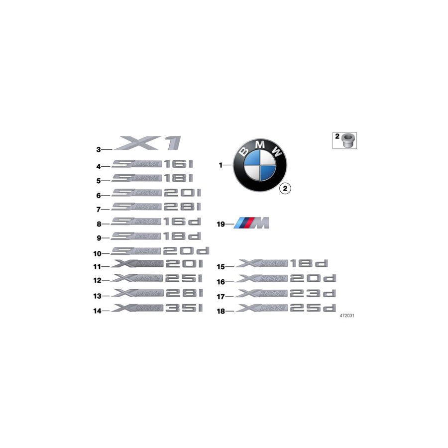 Genuine BMW 51147362669 E83 F25 E84 Label X DRIVE 25I (Inc. X32.5si & X1 25iX) | ML Performance US Car Parts