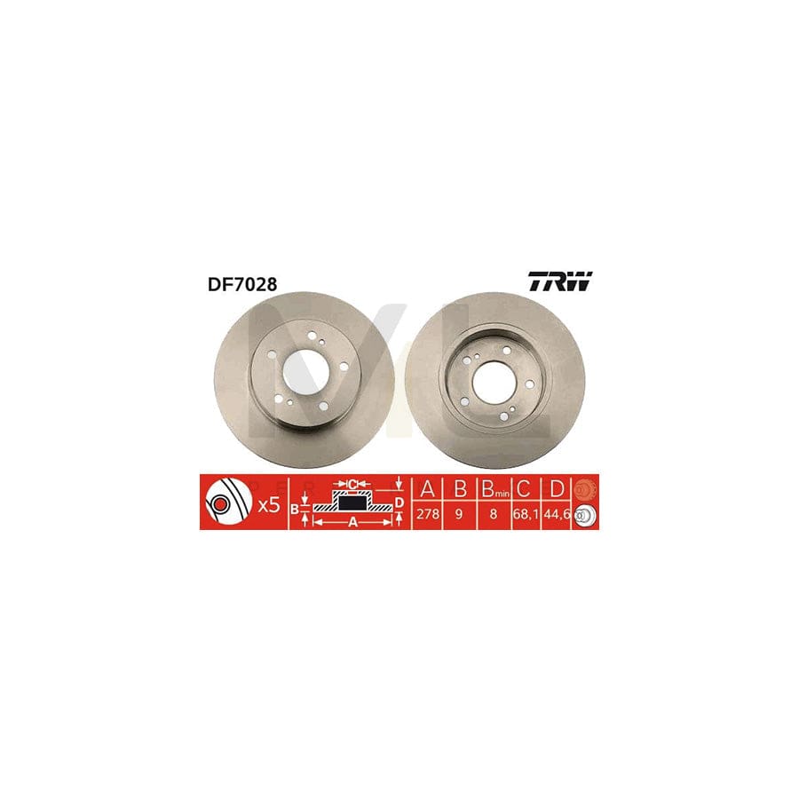 TRW DF7028 Brake Disc Solid, Painted | ML Performance Car Parts