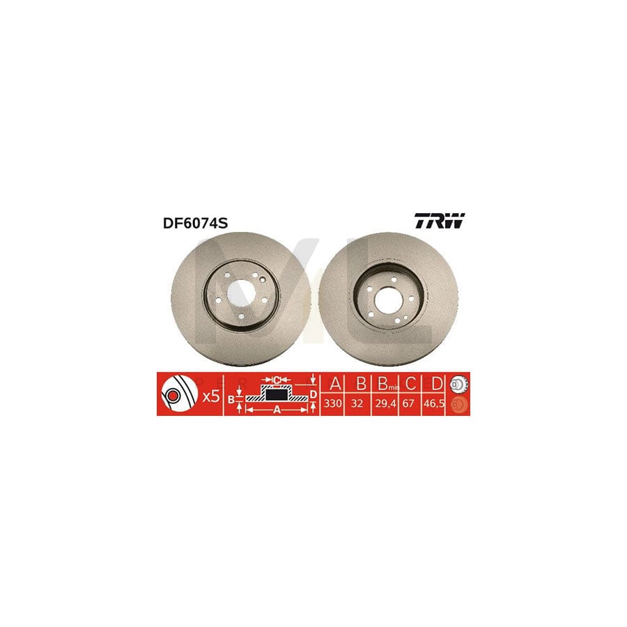 TRW DF6074S Brake Disc Vented, Painted | ML Performance Car Parts