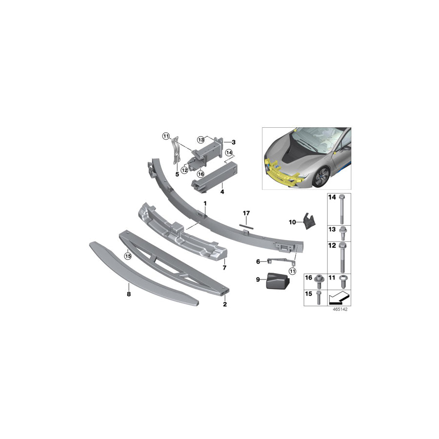 Genuine BMW 51117336219 I15 Impact Absorber, Top US (Inc. i8) | ML Performance US Car Parts