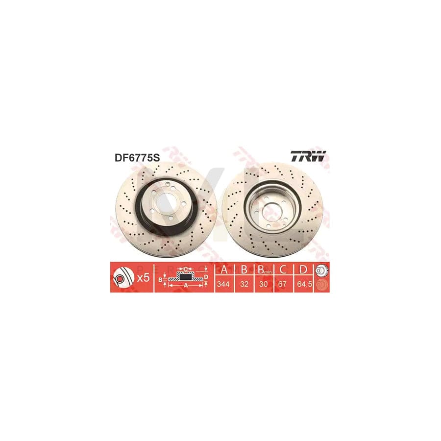 TRW DF6775S Brake Disc Vented, Painted, High-carbon | ML Performance Car Parts