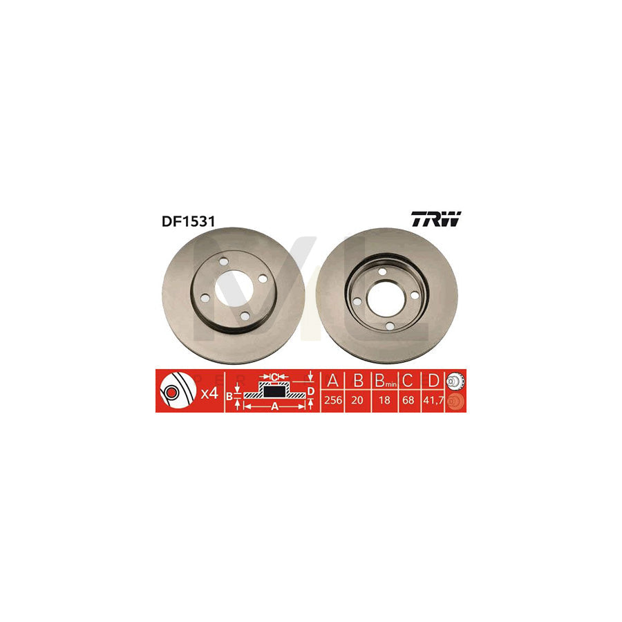 TRW DF1531 Brake Disc Vented, High-carbon | ML Performance Car Parts