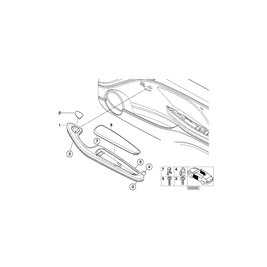 Genuine BMW 51418224054 E46 Armrest Upper Part Front Right GRAU (Inc. 320Ci, 316Ci & 330Cd) | ML Performance US Car Parts