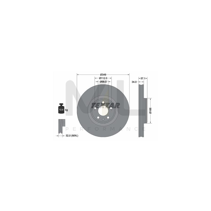 TEXTAR 92289305 Brake Disc Internally Vented, Coated, High-carbon, without wheel hub, without wheel studs | ML Performance Car Parts