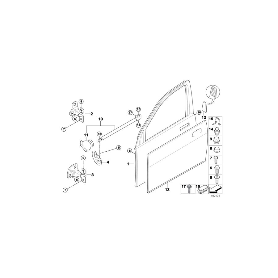 Genuine BMW 51217001004 E65 E66 Door Brake, Front Right (Inc. 745i, 735i & 735Li) | ML Performance US Car Parts