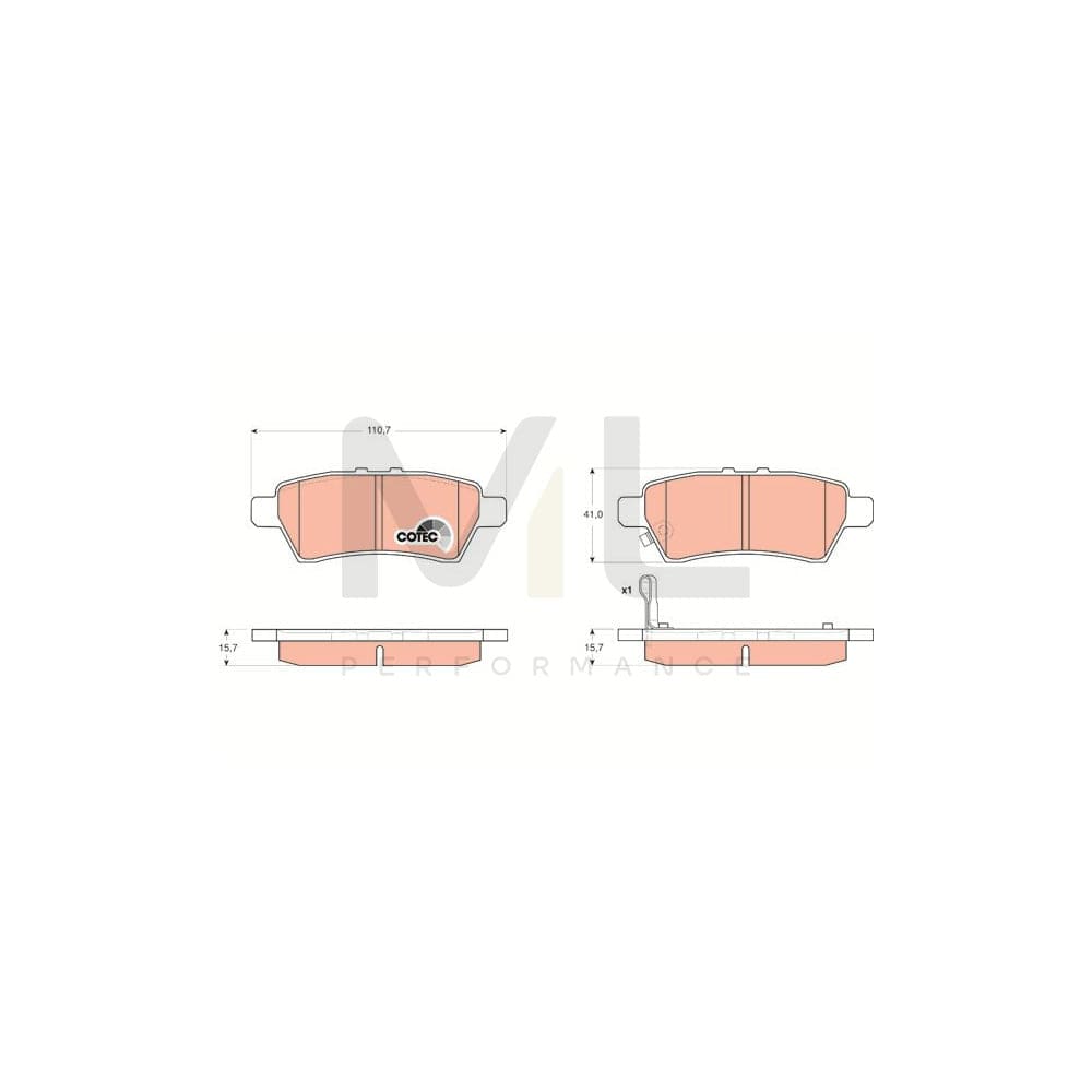 TRW Cotec Gdb3405 Brake Pad Set With Acoustic Wear Warning | ML Performance Car Parts