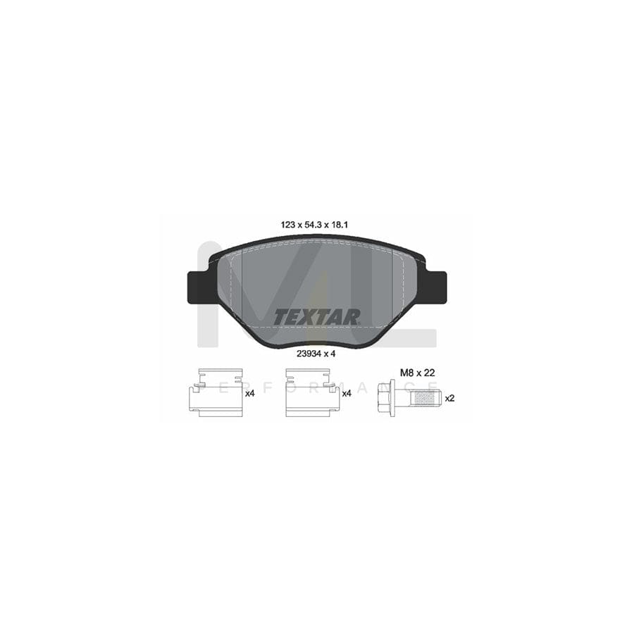 TEXTAR 2393401 Brake pad set for RENAULT MEGANE not prepared for wear indicator, with brake caliper screws | ML Performance Car Parts