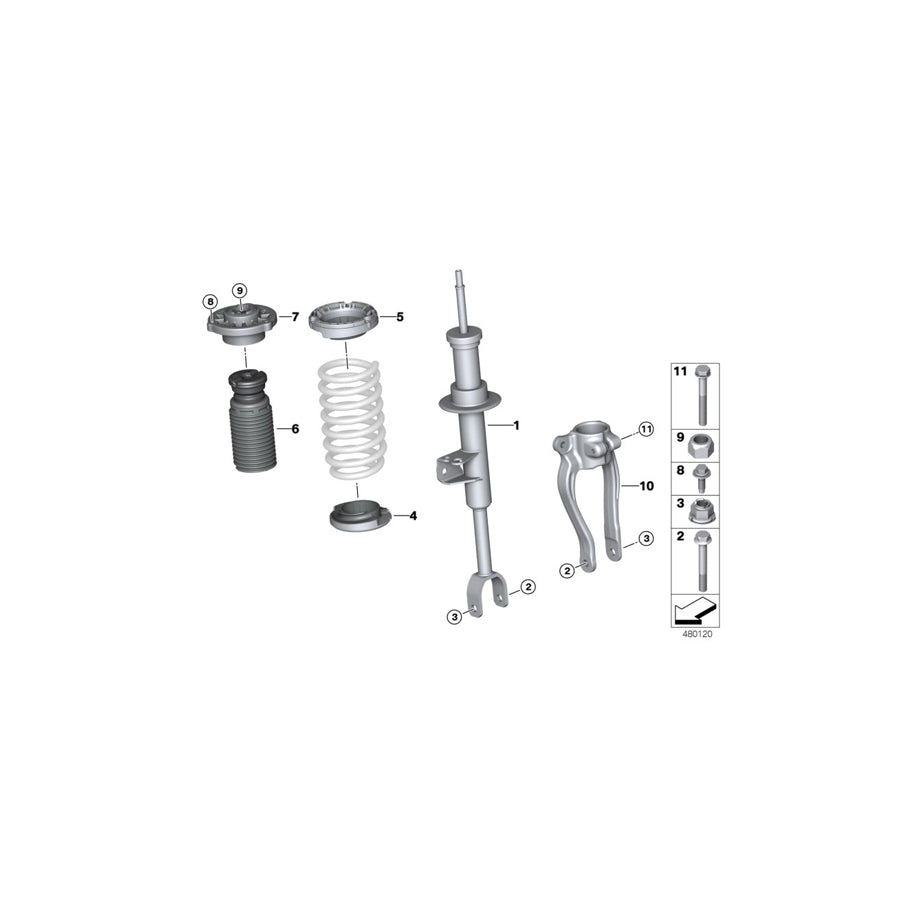 Genuine BMW 31316871995 G32 Left Front Spring Strut (Inc. 630iX, 640dX & 620dX) | ML Performance US Car Parts