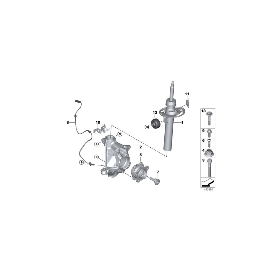Genuine BMW 31316871791 G01 Left Front Spring Strut (Inc. X3 30eX) | ML Performance US Car Parts