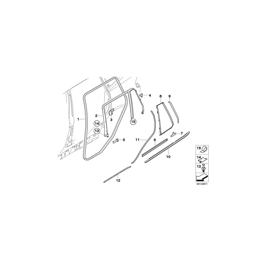 Genuine BMW 51333411686 E83 E83 Sealing, Window Guide Web, Right (Inc. X3 3.0sd, X3 2.5i & X3 2.0d) | ML Performance US Car Parts