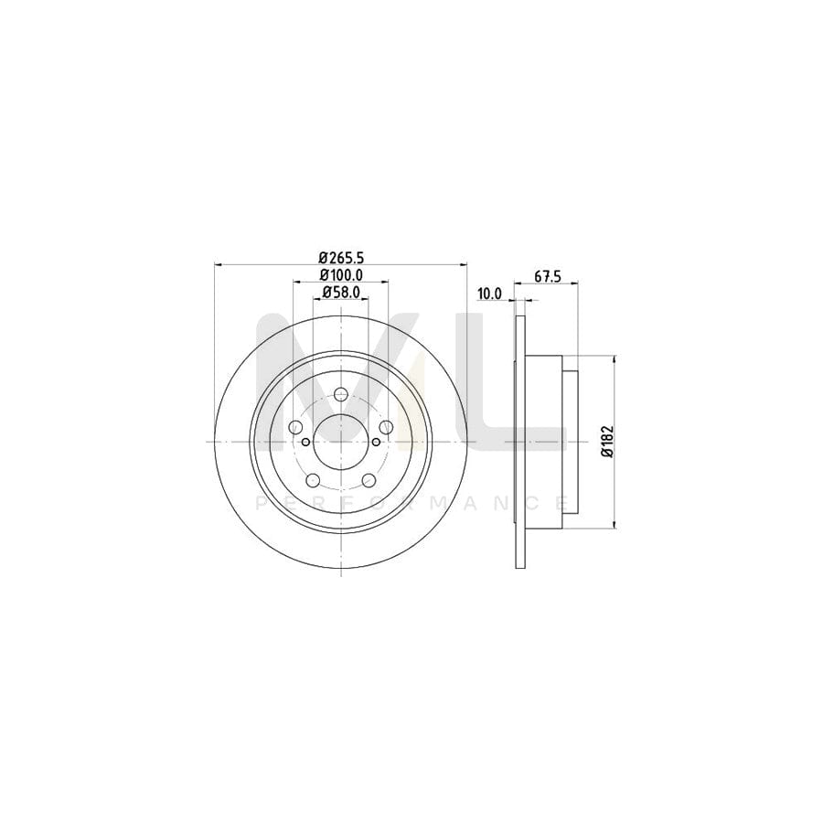 HELLA 8DD 355 105-331 Brake Disc Solid, without wheel hub, without wheel studs