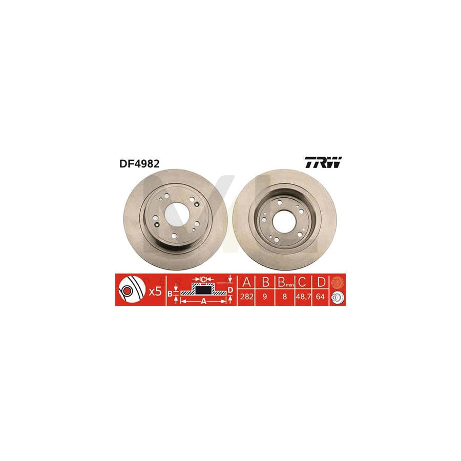 TRW DF4982 Brake Disc for HONDA ACCORD Solid, Painted | ML Performance Car Parts