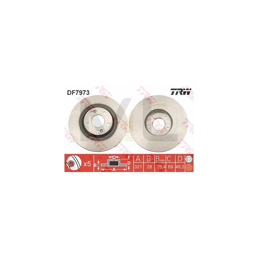 TRW DF7973 Brake Disc Vented, Painted | ML Performance Car Parts