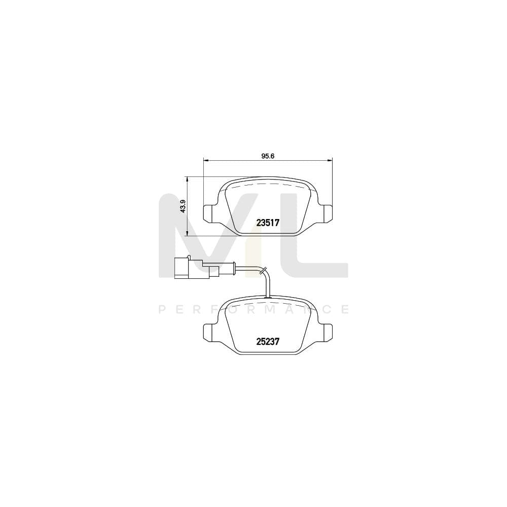 Hella 8DB 355 019-961 Brake Pad Set For Alfa Romeo Mito (955) With Integrated Wear Warning Contact, With Brake Caliper Screws, With Accessories