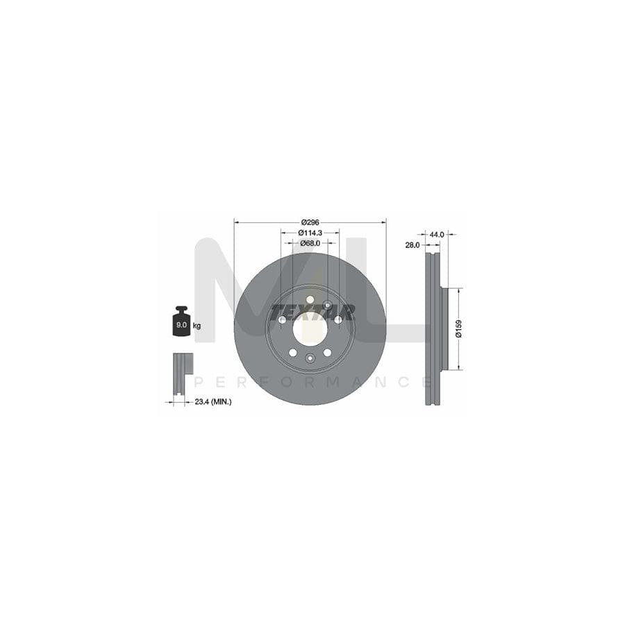 TEXTAR PRO 92268803 Brake Disc Externally Vented, Coated, without wheel hub, without wheel studs | ML Performance Car Parts