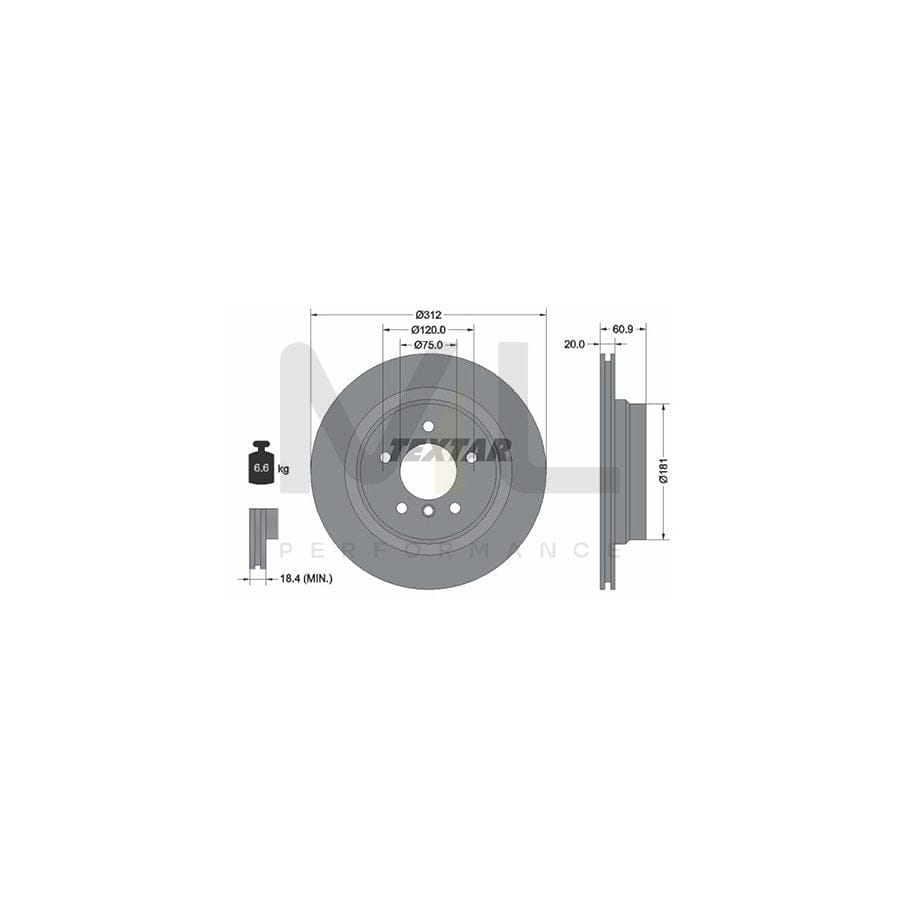 TEXTAR 92098700 Brake Disc Externally Vented, without wheel hub, without wheel studs | ML Performance Car Parts