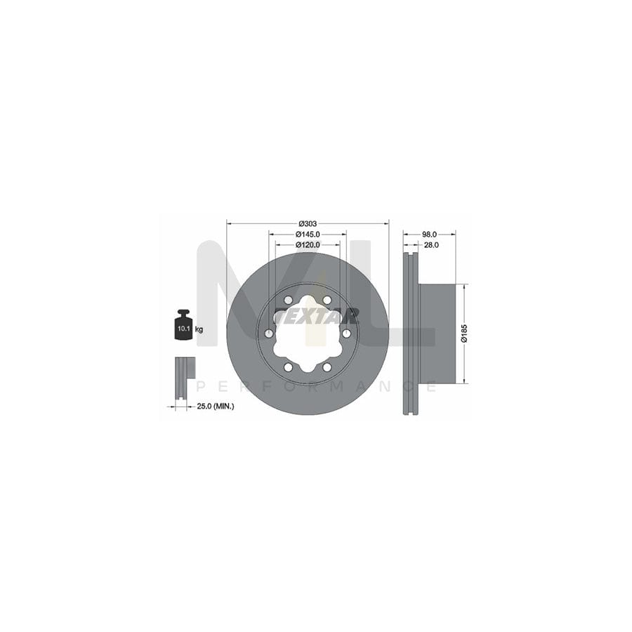 TEXTAR 92295303 Brake Disc Internally Vented, Coated, without wheel hub, without wheel studs | ML Performance Car Parts