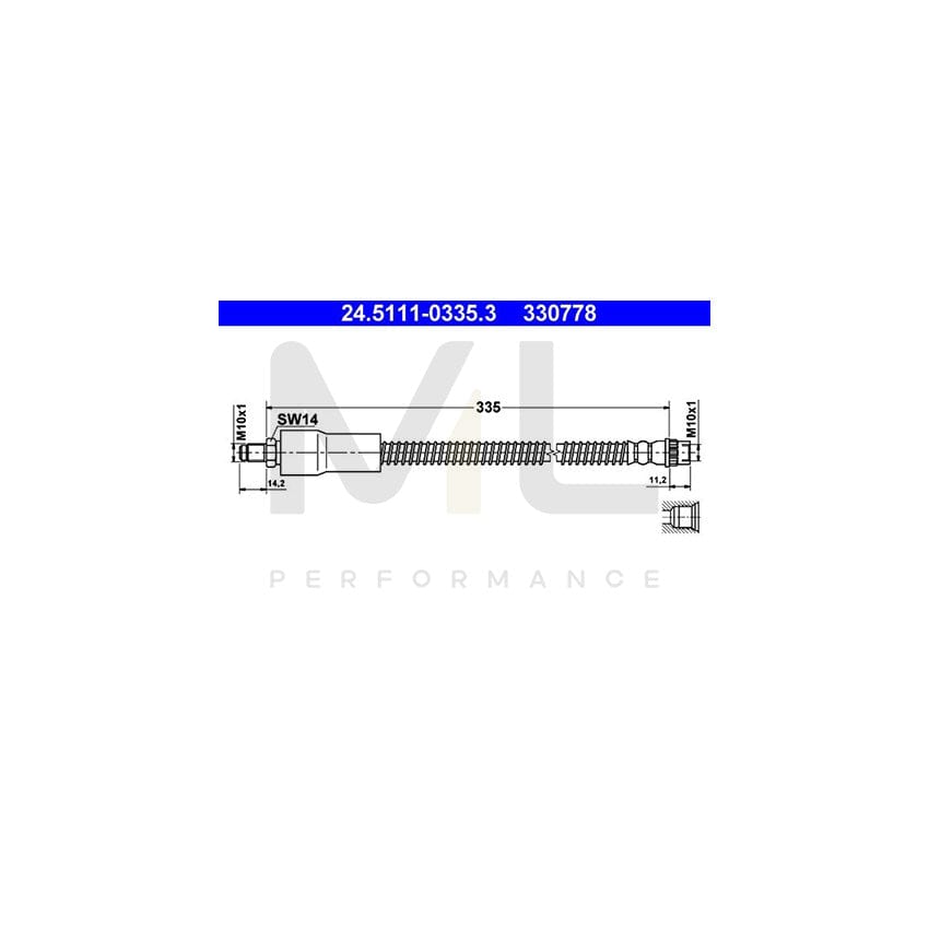 ATE 24.5111-0335.3 Brake Hose 335mm, M10x1