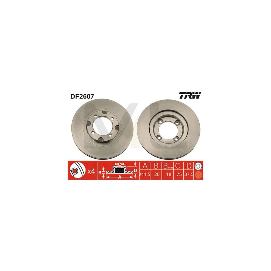 TRW DF2607 Brake Disc for MAZDA 626 Vented, Painted | ML Performance Car Parts