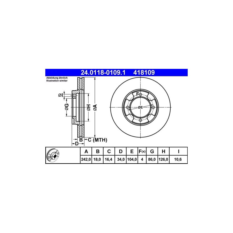 ATE 24.0118-0109.1 Brake Disc