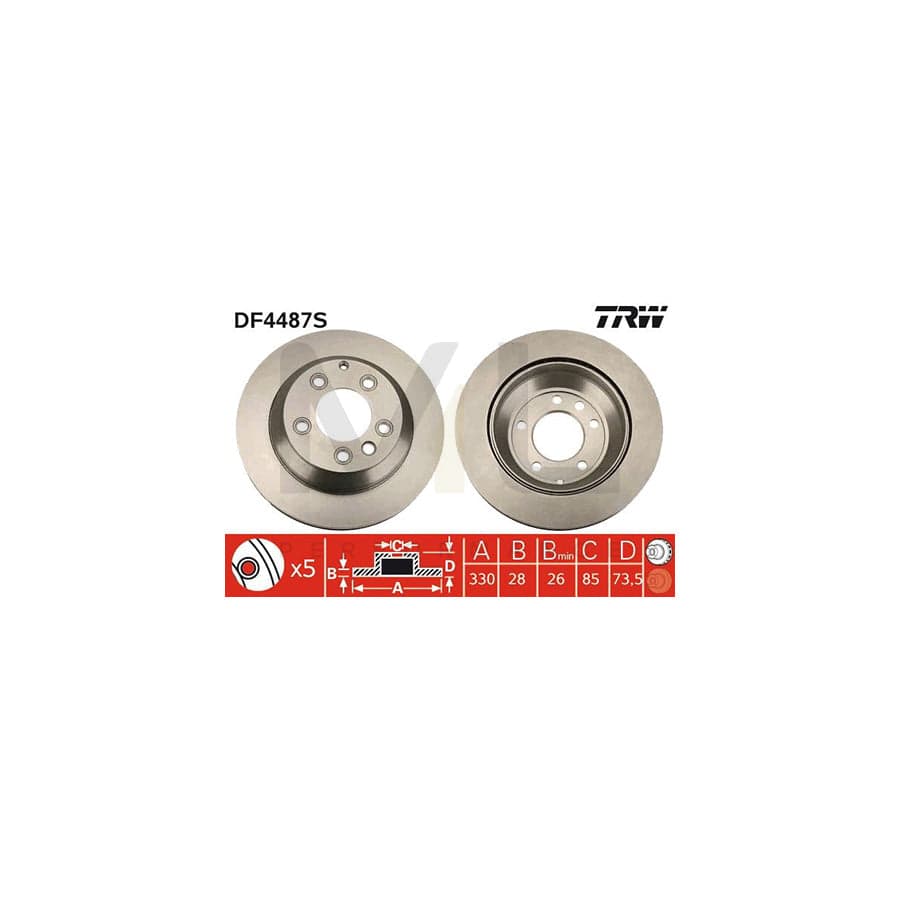 TRW DF4487S Brake Disc Vented, Painted, High-carbon | ML Performance Car Parts