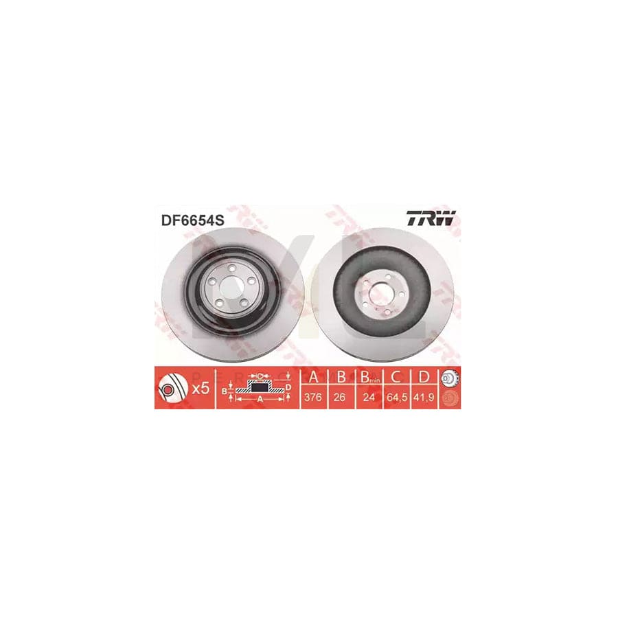 TRW DF6654S Brake Disc Vented, Painted | ML Performance Car Parts