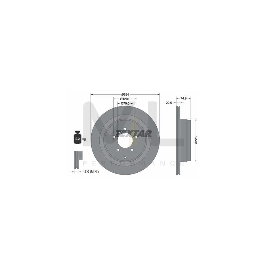 TEXTAR PRO 92175503 Brake Disc Externally Vented, Coated, without wheel hub, without wheel studs | ML Performance Car Parts