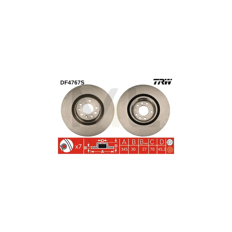 TRW DF4767S Brake Disc Vented, High-carbon | ML Performance Car Parts